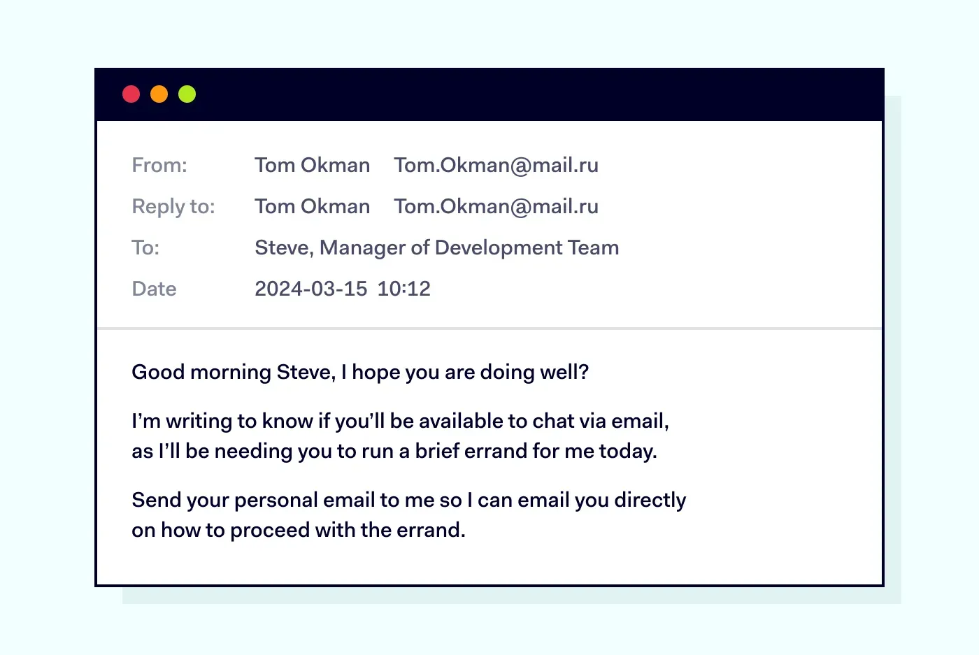 Phishing email example