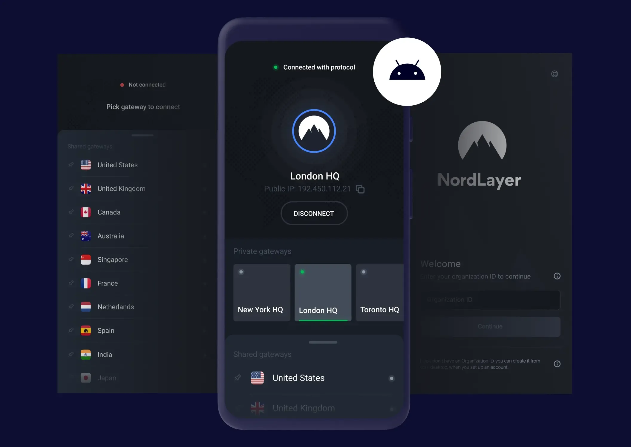 NordLayer app on Android system
