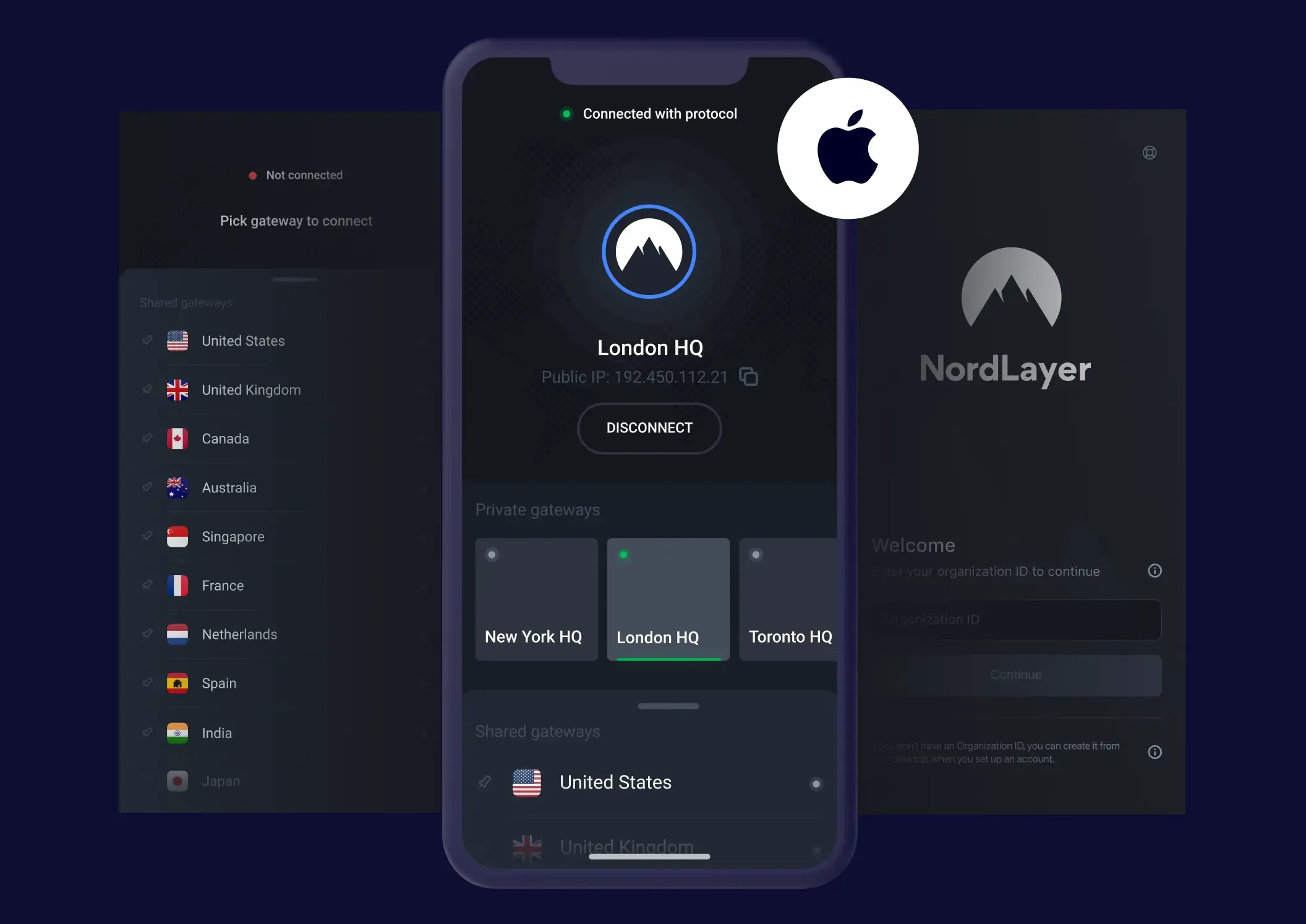 NordLayer app on iOS system