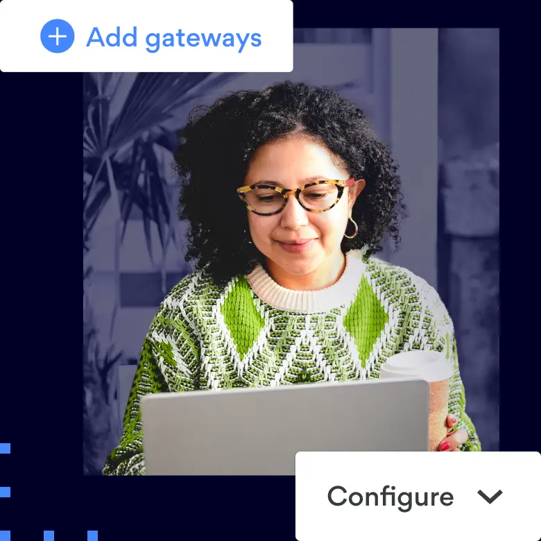 Woman checks NordLayer possibility do geo-specific testing with more than 30 gateways