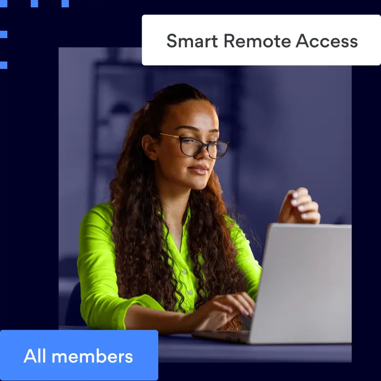 Woman checks NordLayer's secure remote access